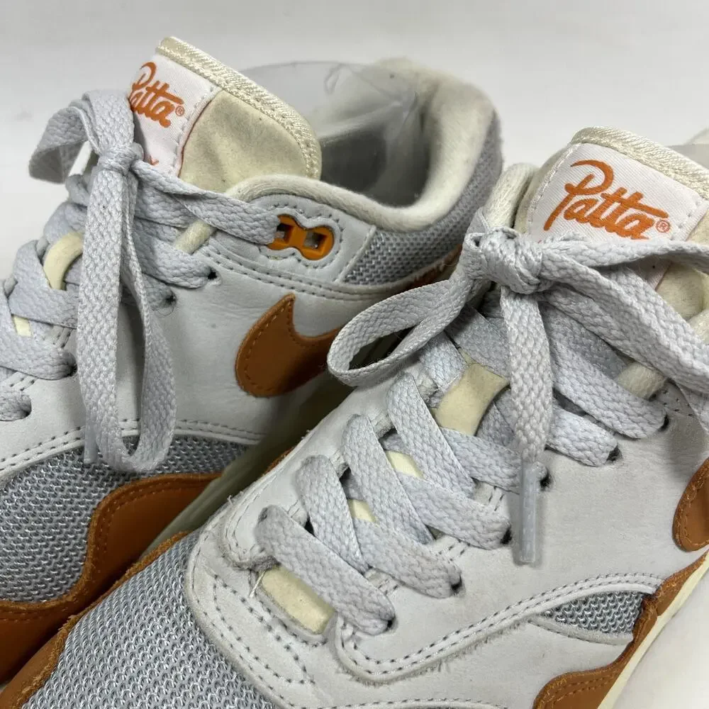 NIKE Air Max 1 Patta Monarch Mens 8 Leather Metallic Sneakers DH1348-001 Orange